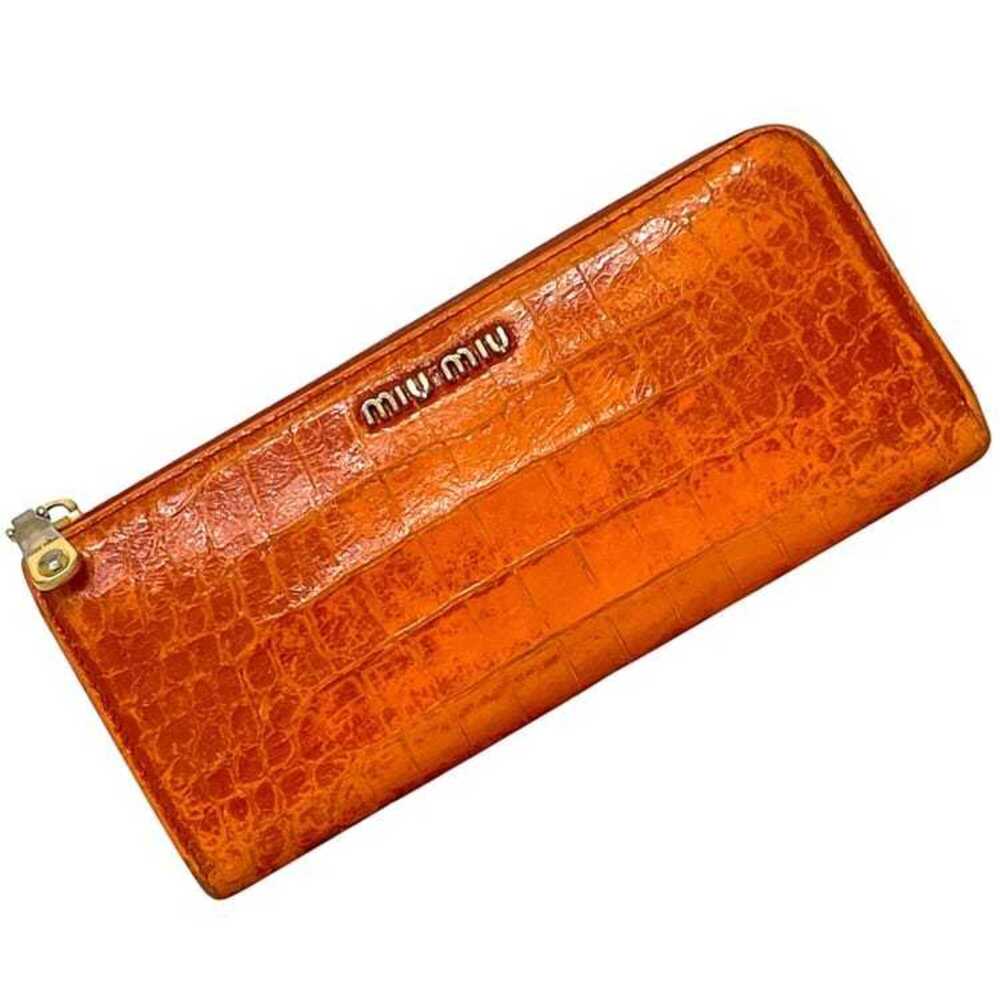 Miu Miu Miu L-shaped long wallet, MIUMIU leather, embossed, orange, women's.